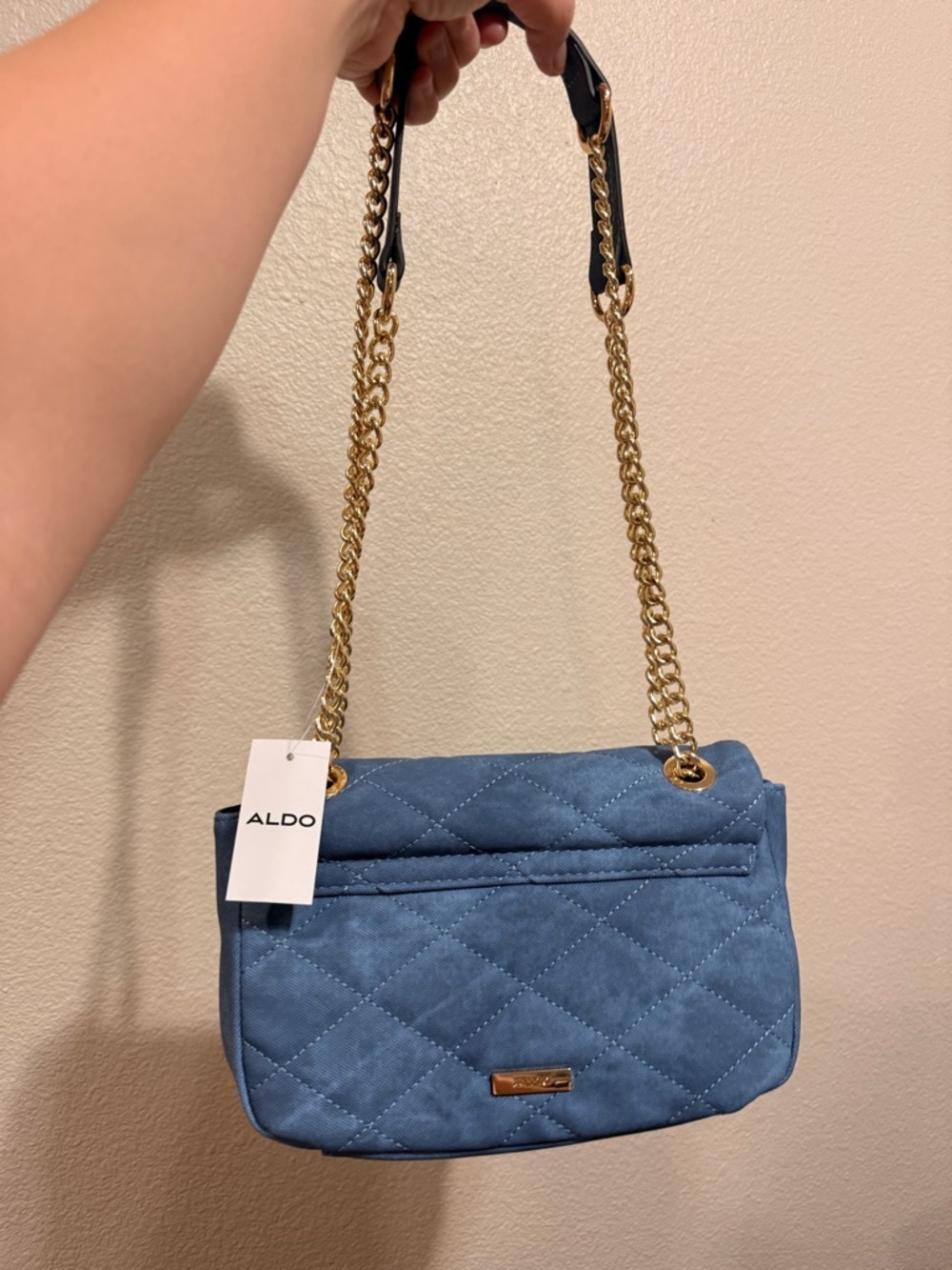 ALDO Blue 'Amour' Embellished Quilted Denim Shoulder Bag - Picture 5 of 8